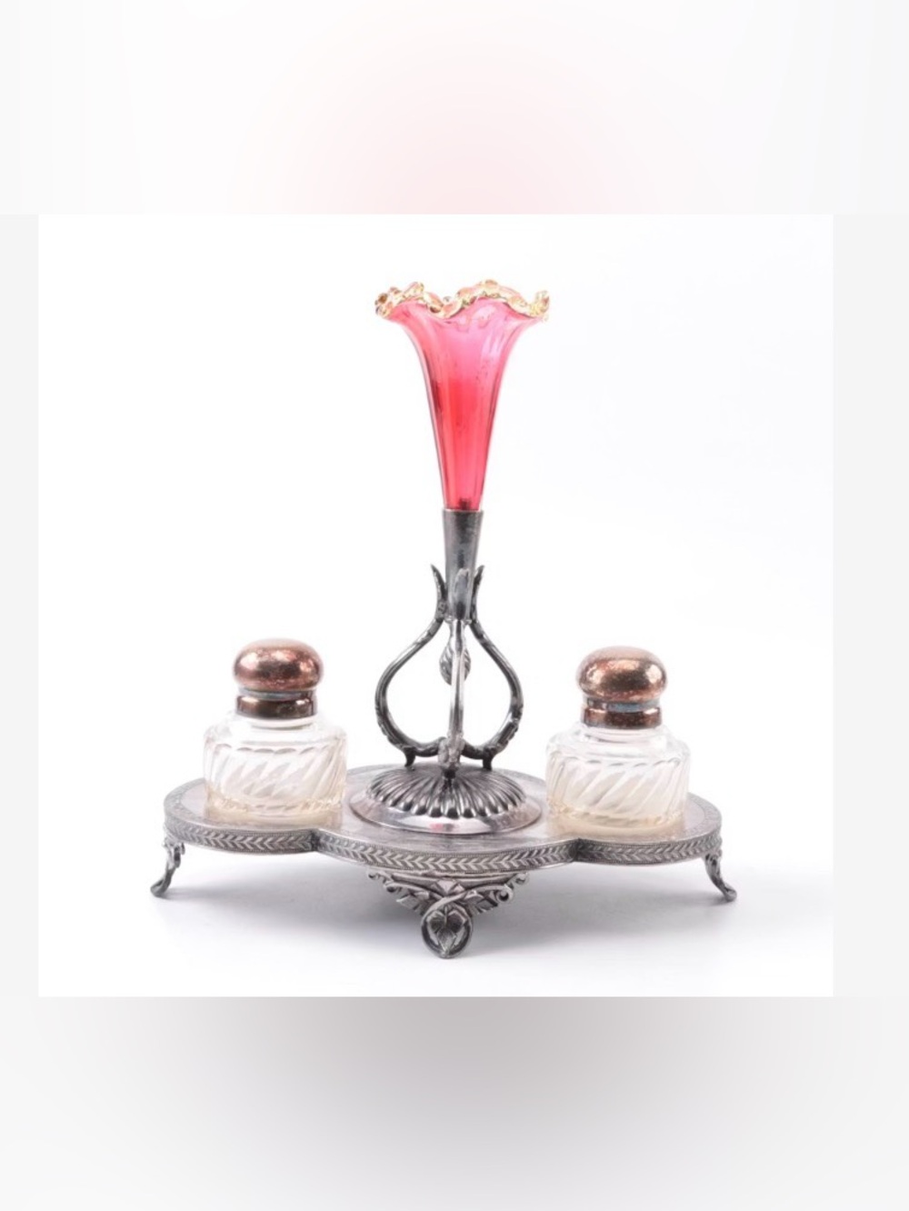 True Vintage Sheffield silver plate vanity accessories set Art Nouveau
